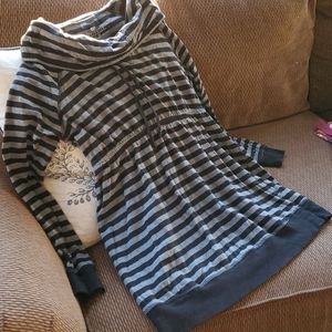 Comfy Maternity Cowl Neck Striped Shirt